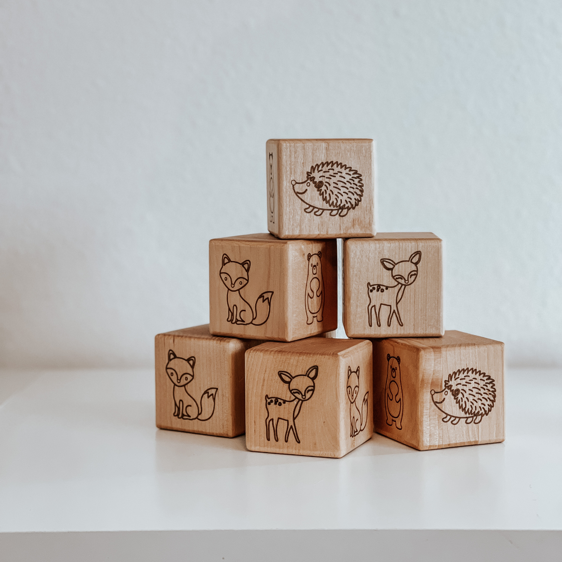 Woodland animals wooden blocks set