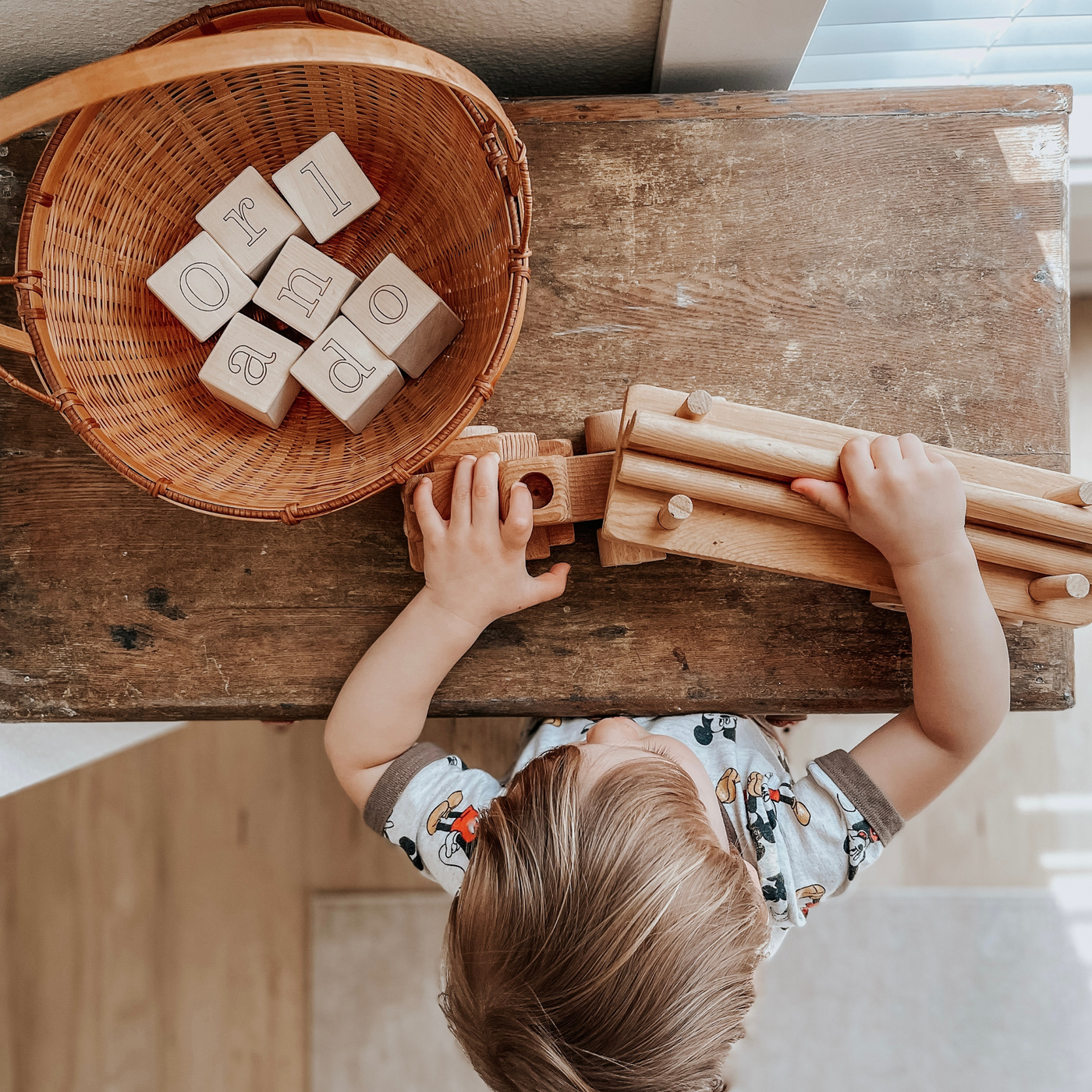 Personalized wooden name blocks in a vintage inspired font