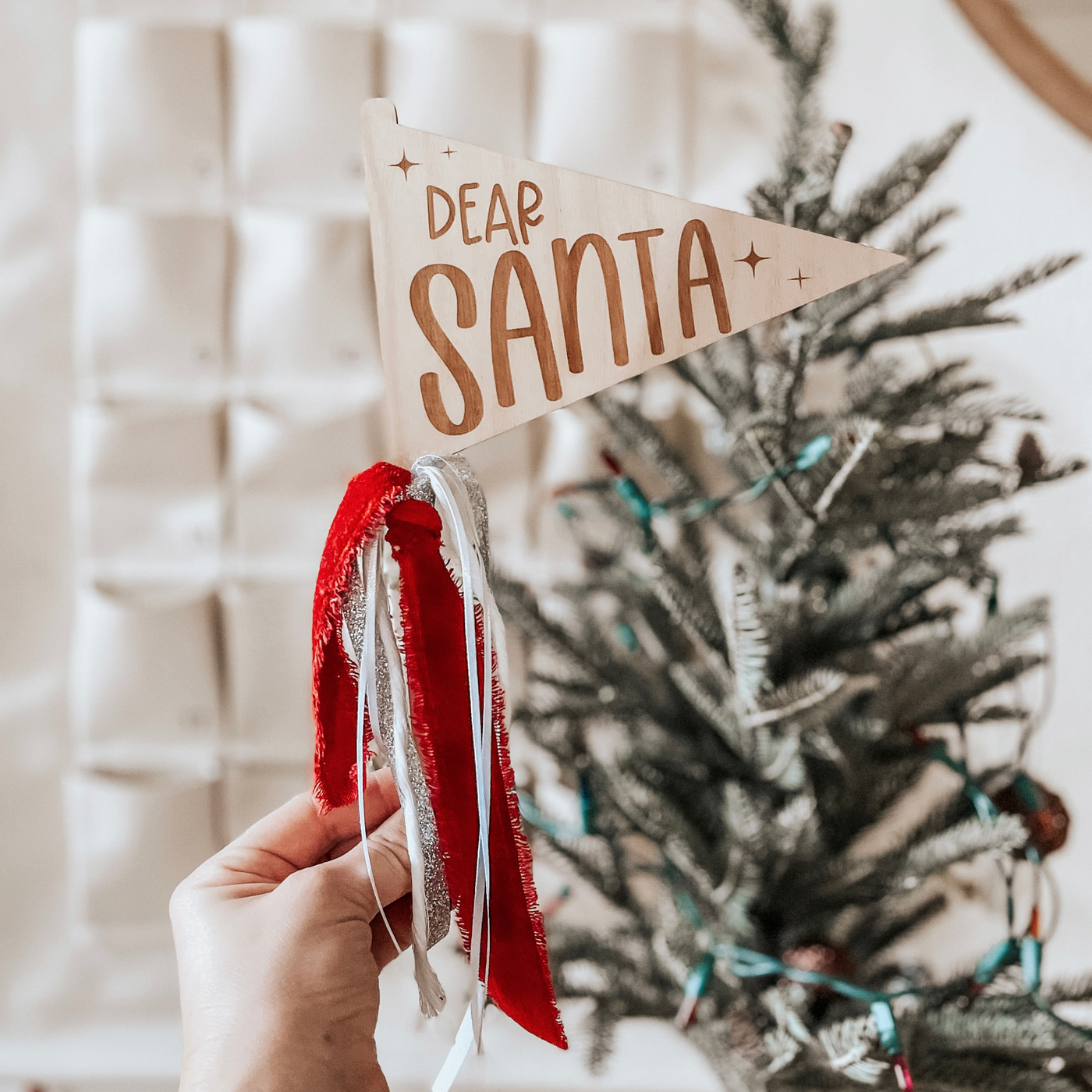 Wooden Christmas Dear Santa Pennant