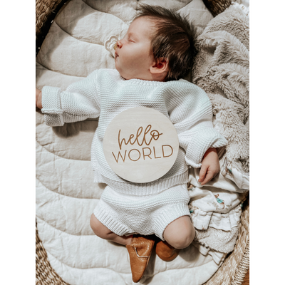 Hello World - Newborn Baby Plaque