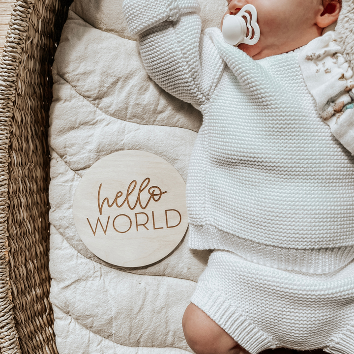 Hello World - Newborn Baby Plaque