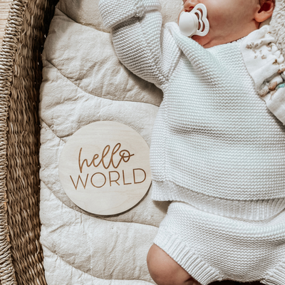 Hello World - Newborn Baby Plaque