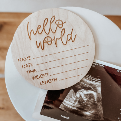 Hello World Birth Stats- Newborn Baby Plaque