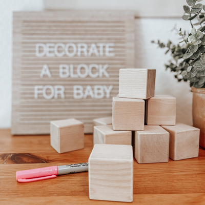 Wooden blocks for baby shower activity
