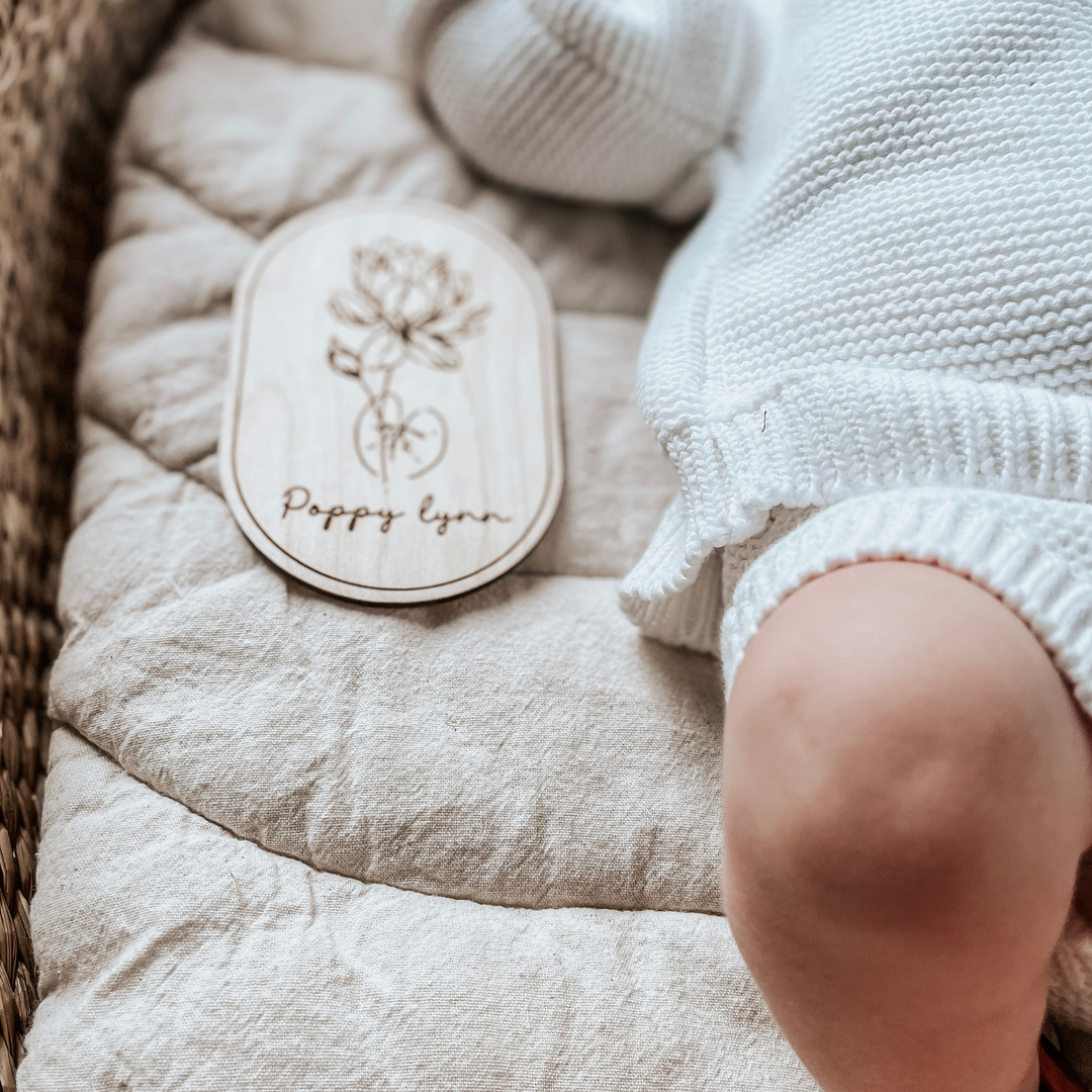 Personalized Birth Flower Name Plaque