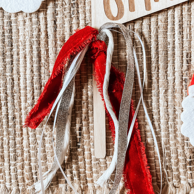 Wooden Christmas Pennant Decor with festive ribbon