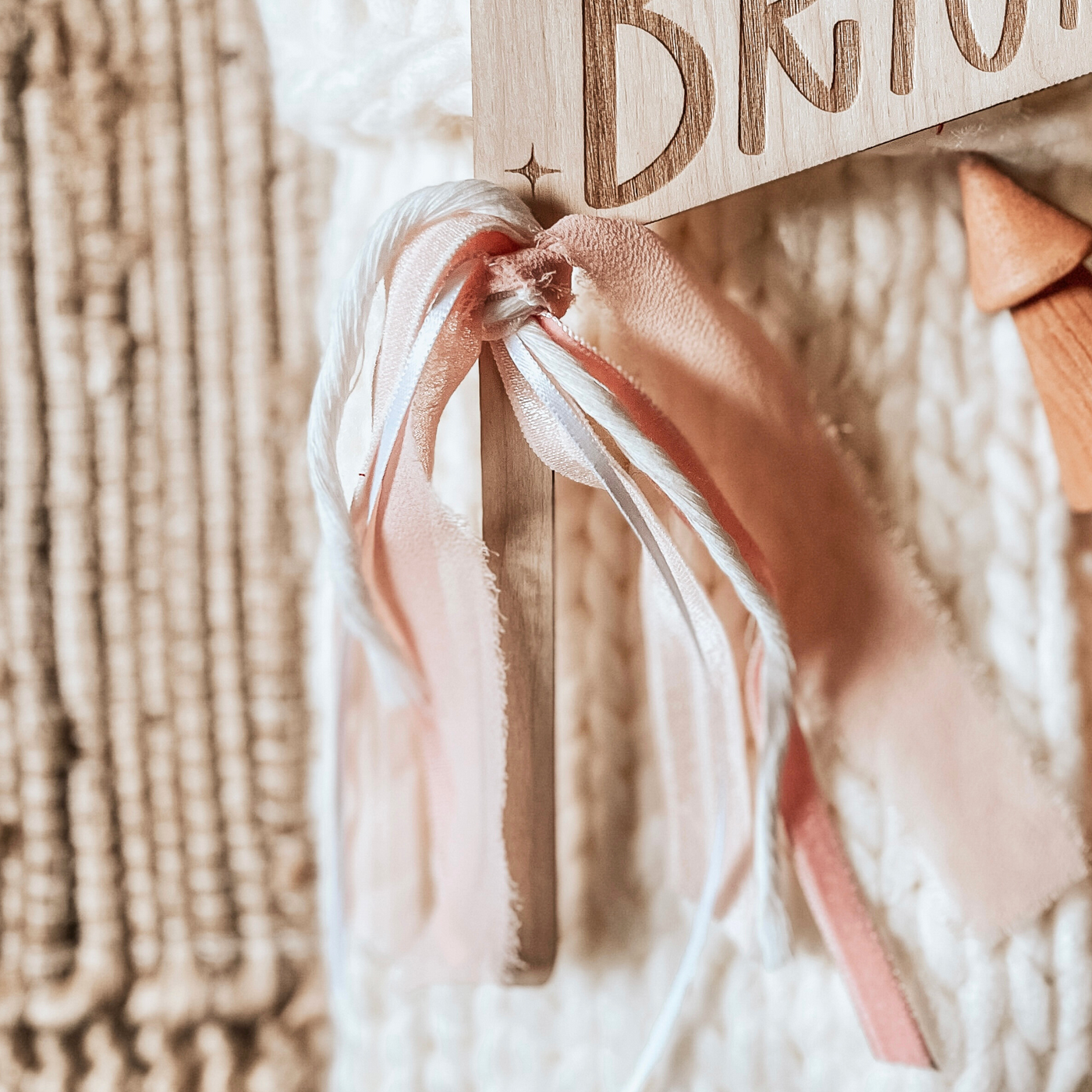 Wooden Christmas Pennant Decor with festive ribbon