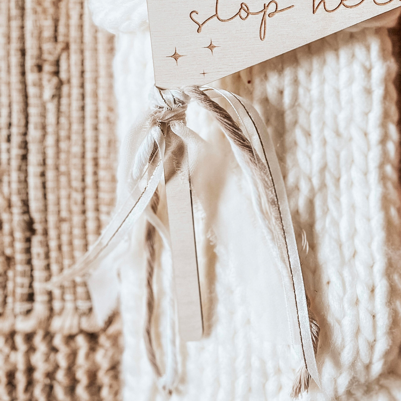 Wooden Christmas Pennant Decor with festive ribbon