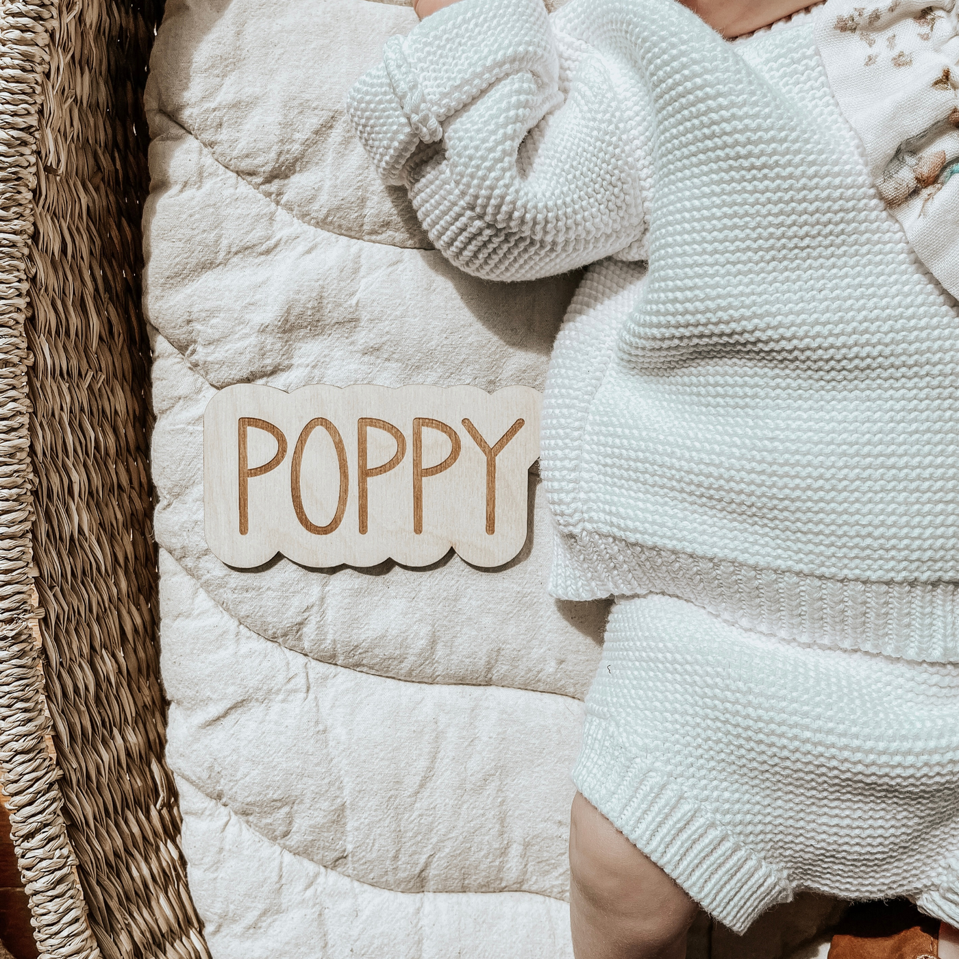 Engraved wooden name sign for newborn photography