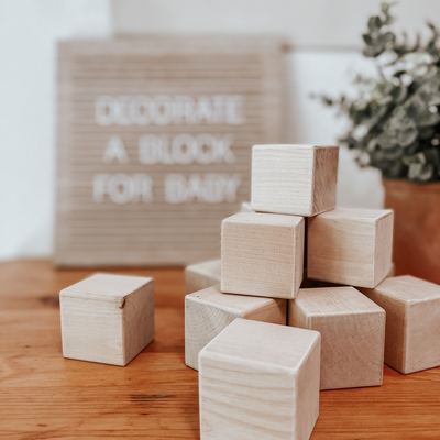 Wood birch blocks to decorate for baby and mama