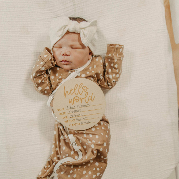 Hello World Birth Stats- Newborn Baby Plaque