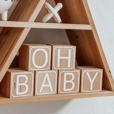 Oh Baby wooden blocks for baby shower