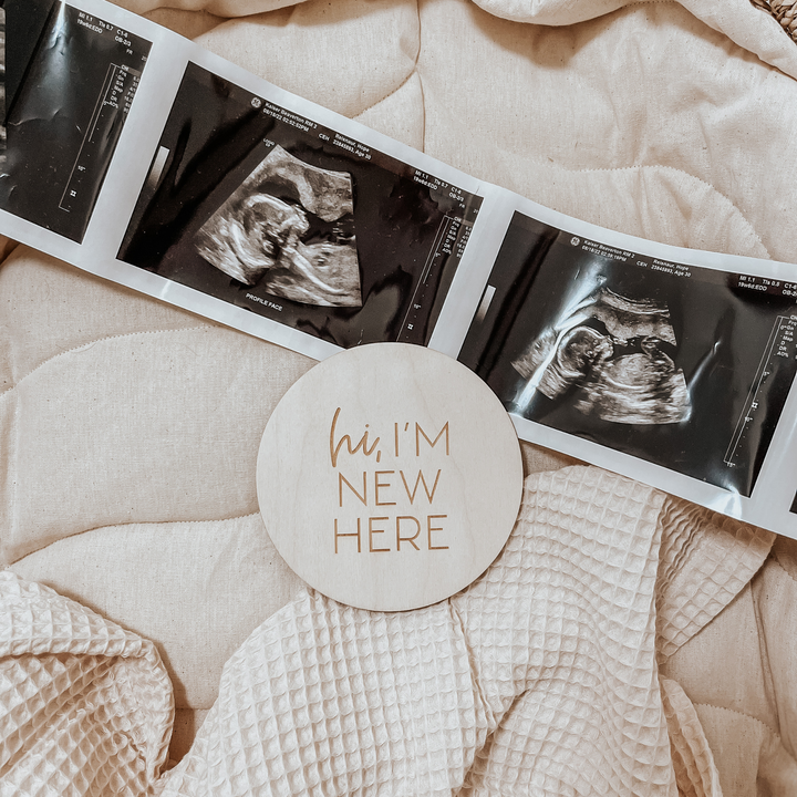 Wooden, Hi, I'm new here newborn plaque