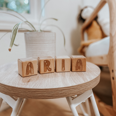 Wooden baby blocks that can be used as nursery or kids room decor